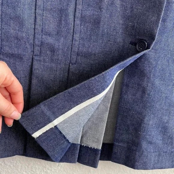 1970s Selvedge Denim Pleated Midi Skirt - Picture 7 of 8